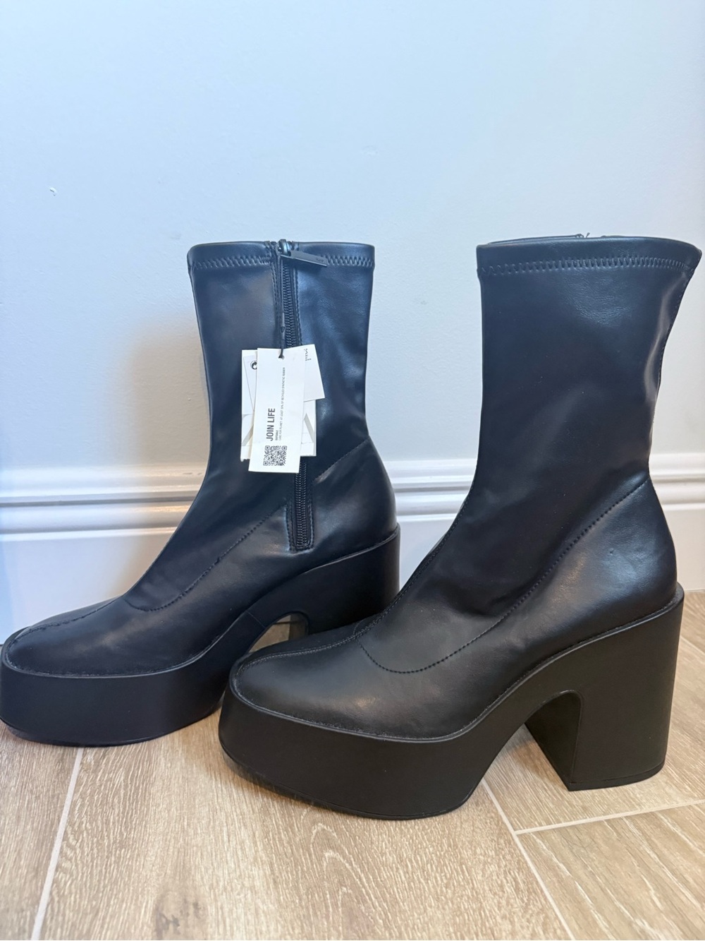 Zara Black Chunky Platform Ankle Boots NWT - Picture 5 of 10